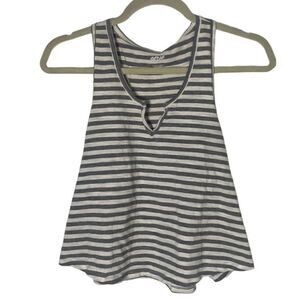 Aerie Gray & White Striped Racerback Crop Tank Top Size S Loose Fit